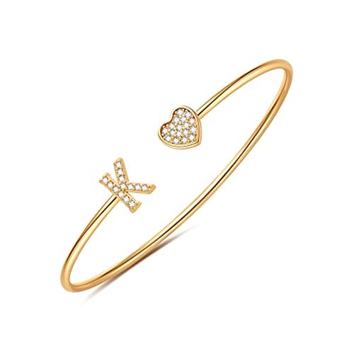 BRIJEWLIC 14K Gold Plated Initial Bracelets for Women and Girls