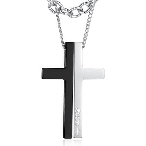 Large Stainless Steel Cross Pendant Necklace for Men and Women