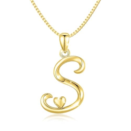 Freekiss Gold Heart Initial Necklace for Women