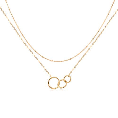 MEVECCO Handmade 18k Gold Plated Heart Arrow Layered Choker Necklace for Women