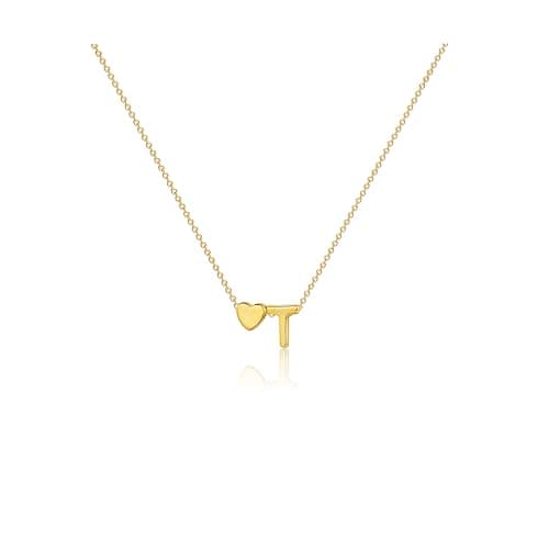 CAROVO 14K Gold Plated Heart Initial Necklaces for Women A-Z