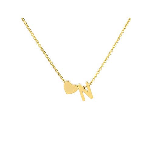 Tiny Gold Heart Initial Necklace - Personalized Mom's Gift for Women