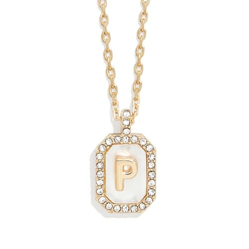 BaubleBar Gold & Mother of Pearl Initial Necklaces