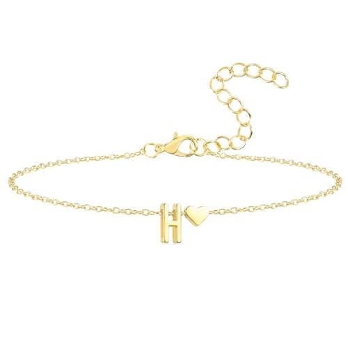 Seaield Women's 14K Gold Plated Personalized Initial Bracelet Trendy Gift