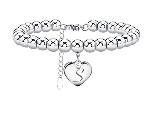 Monily Stainless Steel Heart Alphabet Bracelet for Women