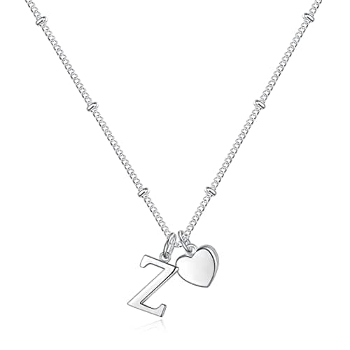 Vrsilver Easter Basket Stuffers: Heart Initial Necklaces for Girls & Women Jewelry