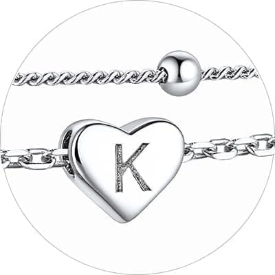 Stylish Women's 925 Sterling Silver Heart Anklets with Beads (Gift Box Included)