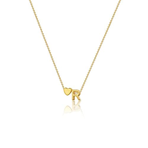 VIROMY Gold Initial Heart Necklace for Women Dainty 14K Gold Plated Pendant Jewelry