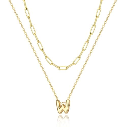 CUEZIY Women's 14K Gold Plated A-Z Initial Layered Choker Necklaces Small Cute Trendy Gifts