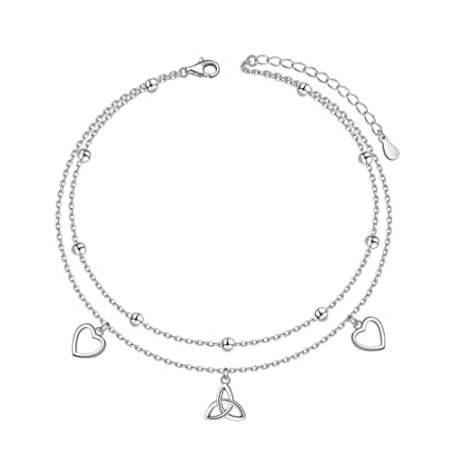 DAOCHONG Women's S925 Sterling Silver Adjustables Anklet Evil Eye Heart Jewelry