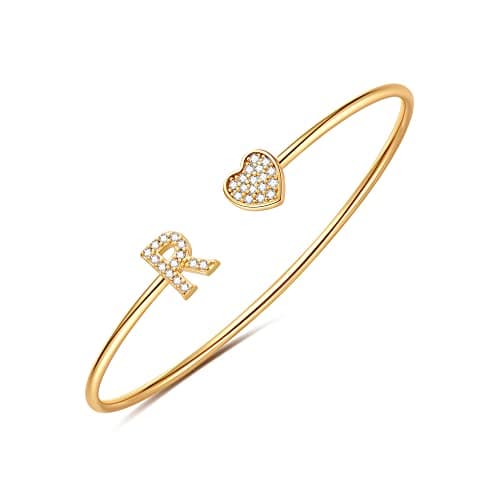 BRIJEWLIC 14K Gold Plated Initial Bracelets for Women and Girls