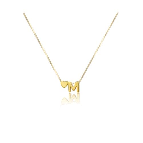 CAROVO 14K Gold Plated Heart Initial Necklaces for Women A-Z