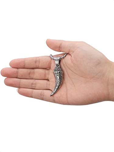 HAQUIL Stainless Steel Viking Wolf Tooth Pendant Necklace