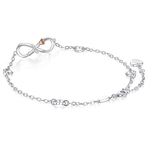BlingGem Women's Sterling Silver Rose Gold Infinite Anklet Necklace Summer Jewelry Gift