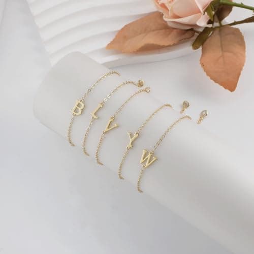 Kyerlyn Alphabet A-Z Adjustable Gold Plated Bracelet for Women