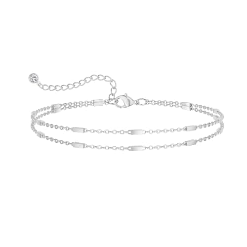 DEARMAY Dainty Silver Anklets for Women Waterproof S925 Sterling Silver Anklets Set