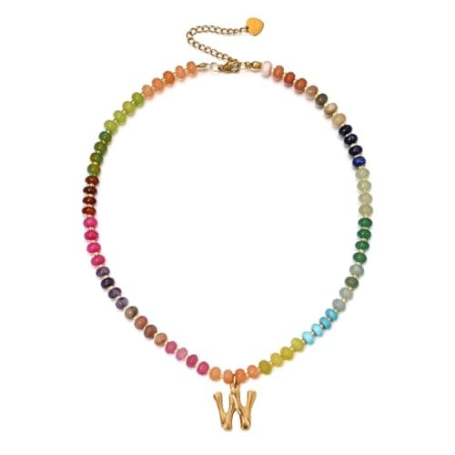 PDOUSELF Boho Personalized Beaded Initial Choker Necklace for Women Summer Beach