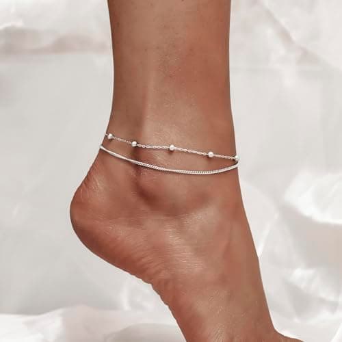 Chic 925 Sterling Silver Multilayer Anklet for Women with Satellite & Stars