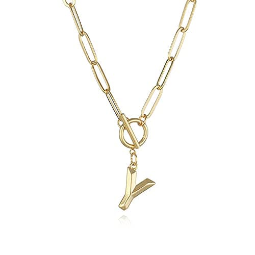 Eben-Ezer Hiphop Gold Initial A-Z Pendant Thick Chain Necklace