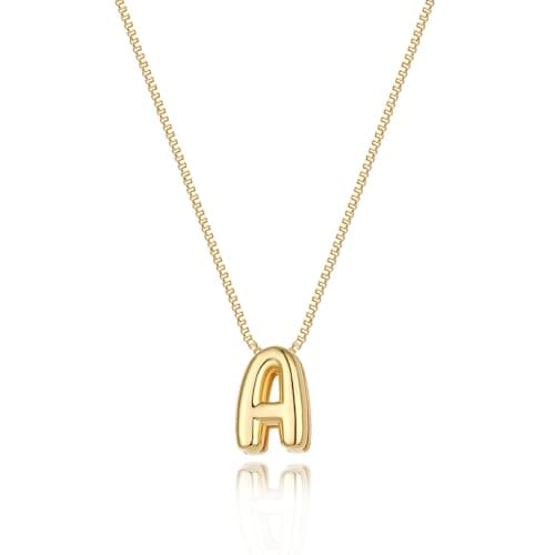 Lisitine Bubble Gold Initial Necklace Personalized Women's Gold Pendant Choker