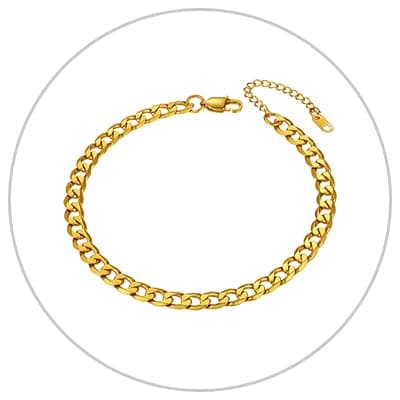 Richsteel Women's Wheat Chain Anklets, Cuban/Figaro/Spiga, 18K Gold Plated, Beach Waterproof