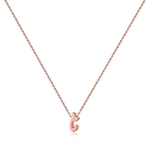 Memorjew 925 Sterling Silver Cursive Initial Necklace for Women