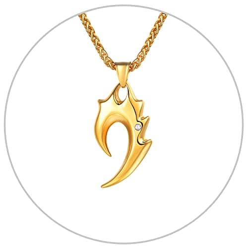 Men's U7 Stainless Steel 18K Gold Plated Arrowhead/Wolf Teeth Pendant Necklace