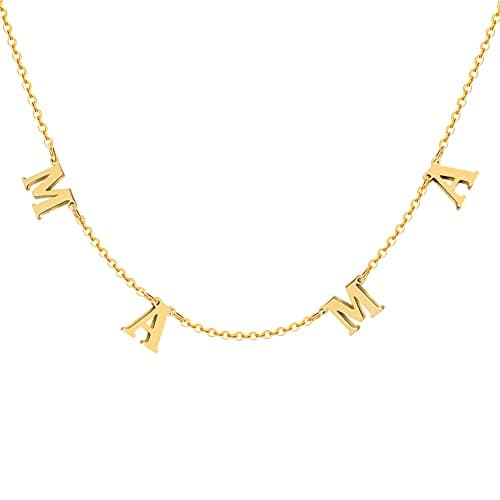 Yopicks Custom Initial 14K Gold Plated Necklaces for Women | Personalized Mama Gift