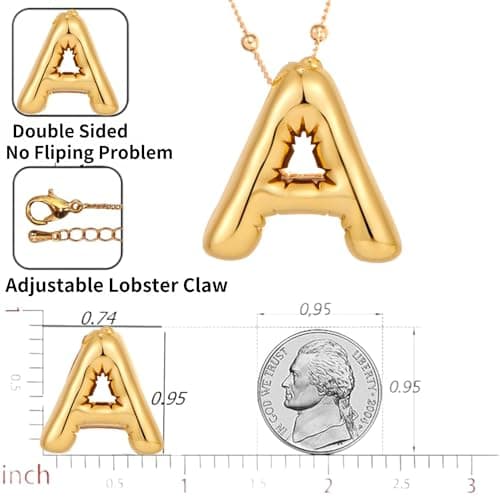 LUCA SMITH Dainty Balloon Alphabet Pendant Necklaces for Women