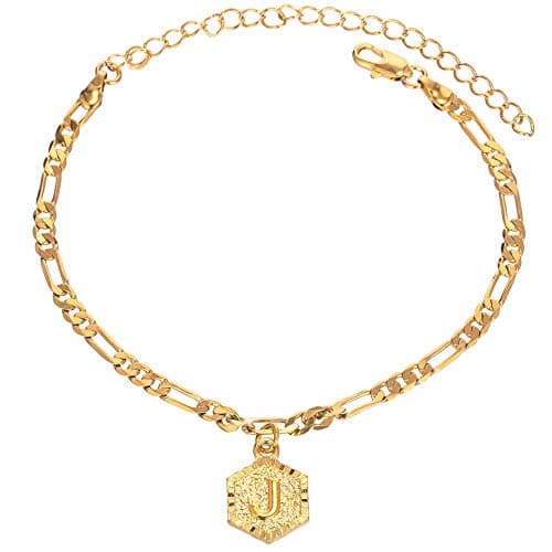 18K Gold & Silver Anklet Bracelets for Women & Men with Custom Initials