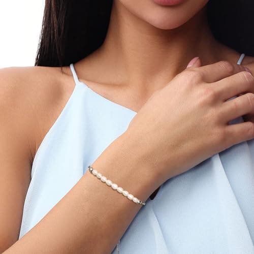 Summer Love Dainty Gold & Pearl Bracelet | 18K Gold Plated Freshwater Pearl (Platinum)