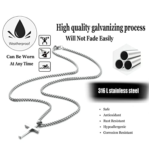 Stainless Steel Cross Necklace for MenSilver Cross Pendant Gifts