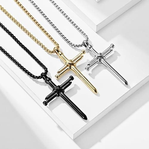 Inspirational 316 Stainless Steel Cross Necklace for Men