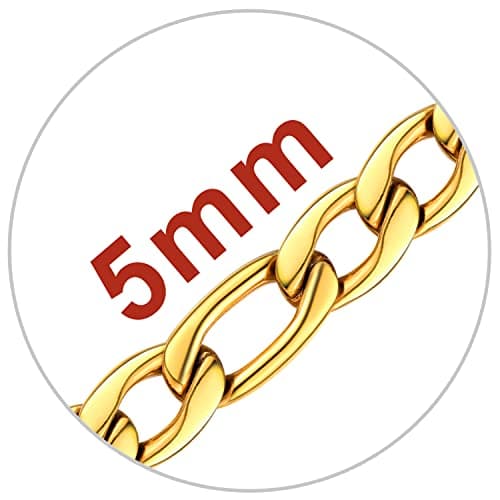 Men's 18K Gold Plated Figaro Chain Necklace 3mm-9mm, 16"-30"