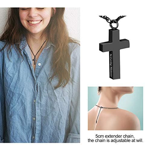 Dletay Personalized Cremation Cross Necklace for Ashes Holder Jewelry-In Loving Memory