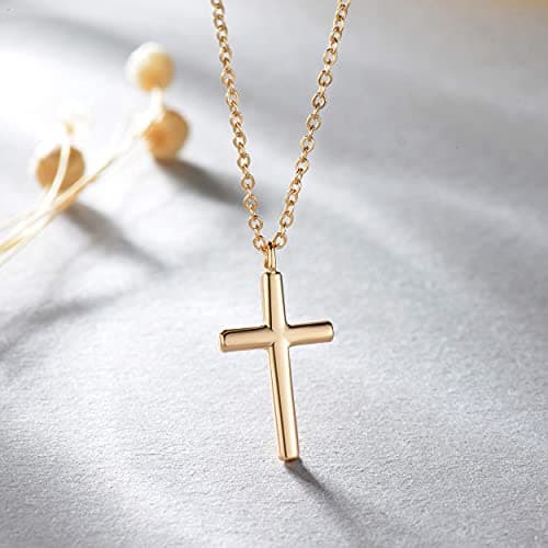 Befettly Tiny 14k Gold Filled Faith Cross Necklace