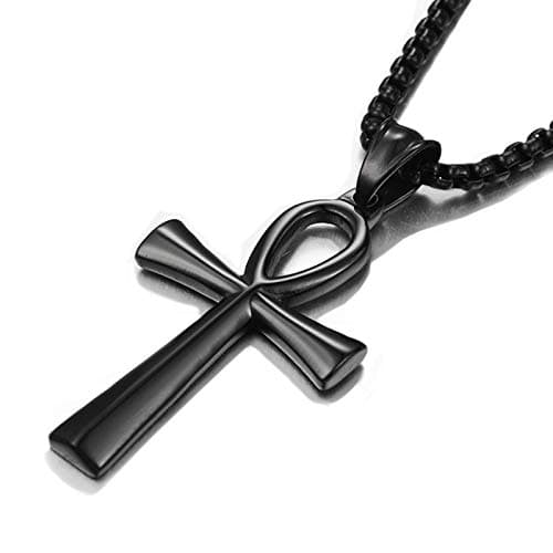 YL Men's 316L Stainless Steel Jesus Ankh Pendant Necklace