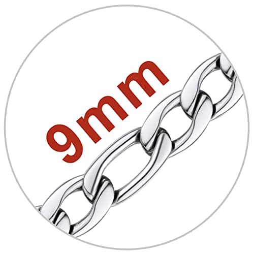 Men's 18K Gold Plated Figaro Chain Necklace 3mm-9mm, 16"-30"
