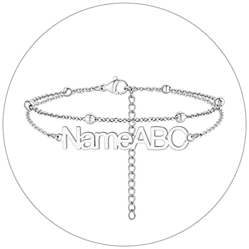 FindChic Stainless Steel Ankle Chain Bracelets, Cuban Curb/Figaro/Box Links, Adjustable Anklet