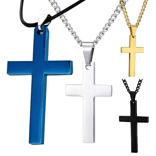Bluelans 316L Stainless Steel Cross Pendant Necklace | Silver/Gold/Black_chain Easter Birthday Christmas Thanksgiving Va