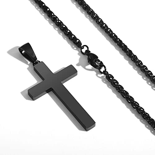 P. Blake Stainless Steel Cross Pendant Necklace for Men & Boys