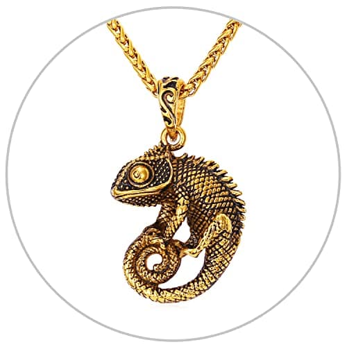 Retro Black Stainless Steel U7 Animal Pendant Necklace for Men & Women Cool Gift