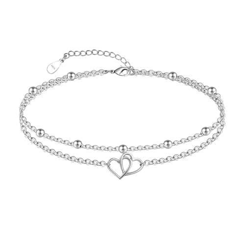 Chic Layered Sterling Silver Created Opal Anklet Bracelet Adjustible 11" Best Friend Beaded Chain