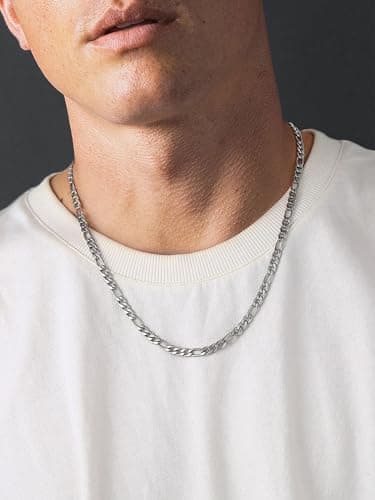 Men's 18K Gold Plated Figaro Chain Necklace 3mm-9mm, 16"-30"