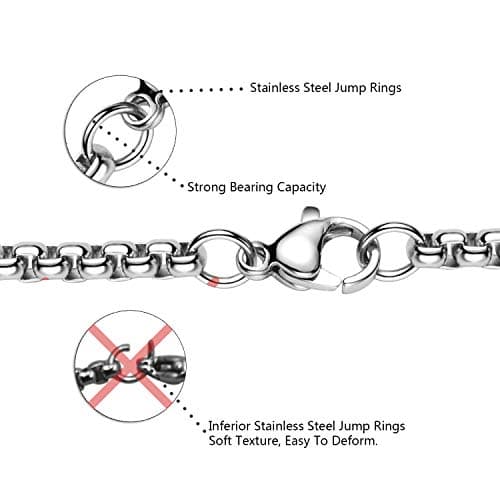 Stainless Steel Round Box Chain Necklace for Men & Women