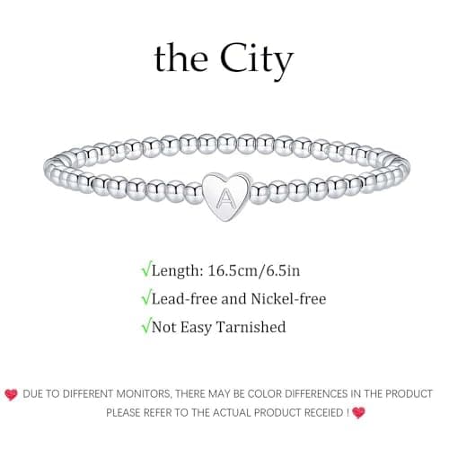 City Gold Initial Beaded Heart Bracelet for Women
