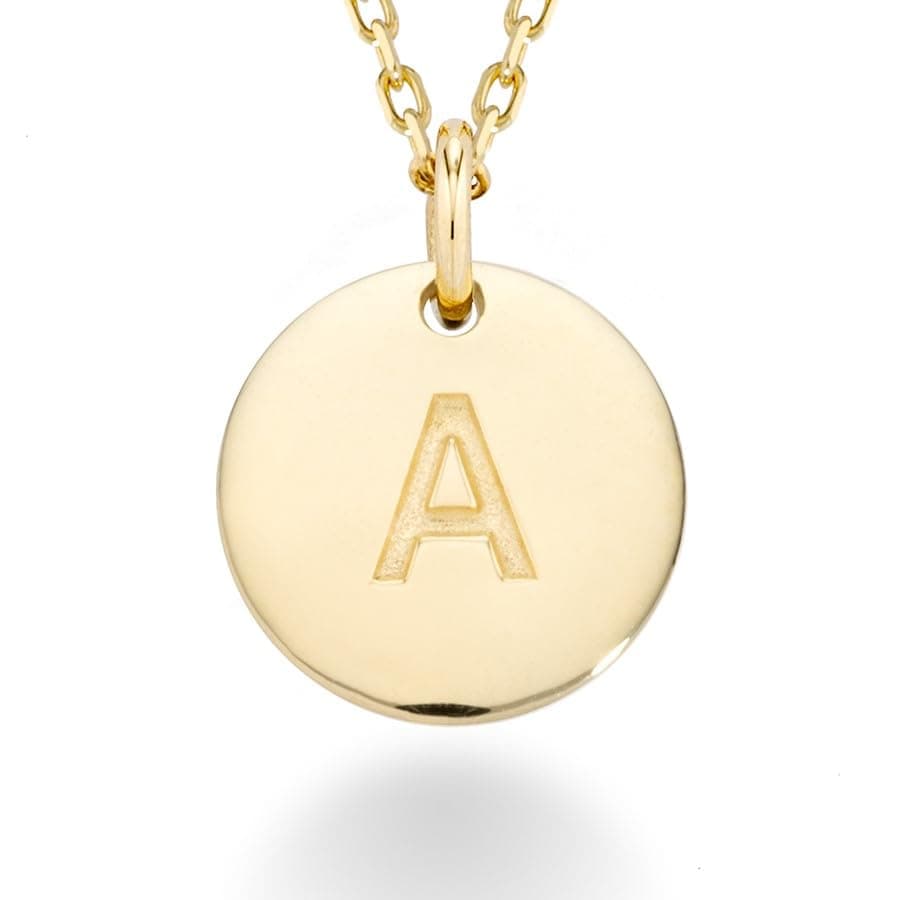 Miabella 18K Gold Plated Round Initial Necklace for Women Adjustment 18-20 Inch A-Z Made in Italy