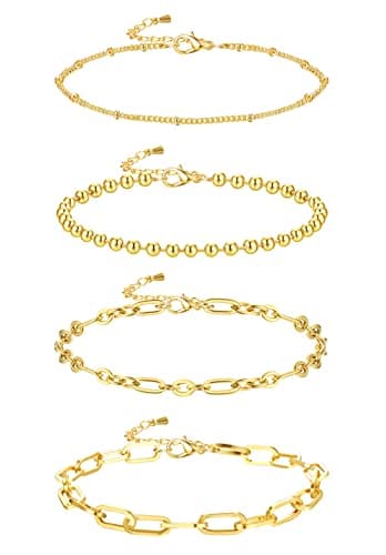 HANPABUM Stainless Steel Boho Layered Anklet Summer Foot Jewelry