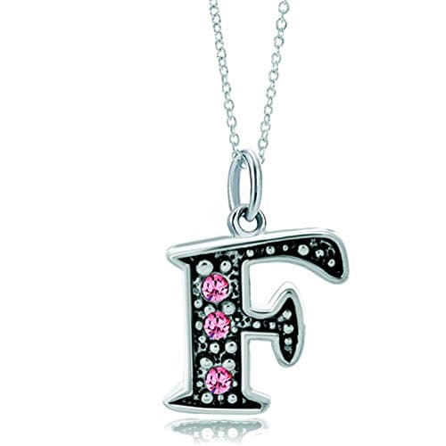 LovelyJewelry Pink Alphabet A-Z Initial Bead Necklace Pendant