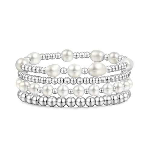 Badu Gold Baroque Pearl Beaded Stretch Bracelet for Women